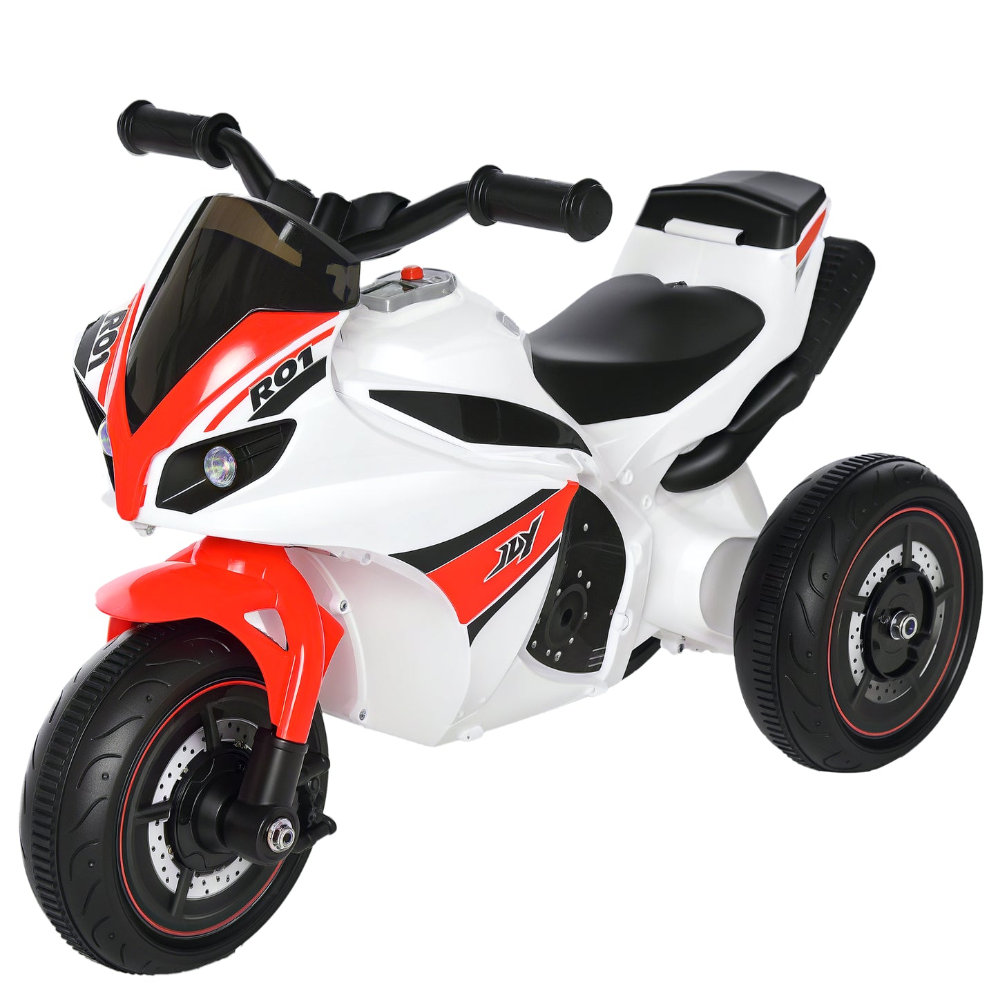 Kids Ride-On Police Bike 3-Wheel Vehicle w/ Music Lights Seat Handlebars Toddler NO POWER Child Learning Fun Development 18-3