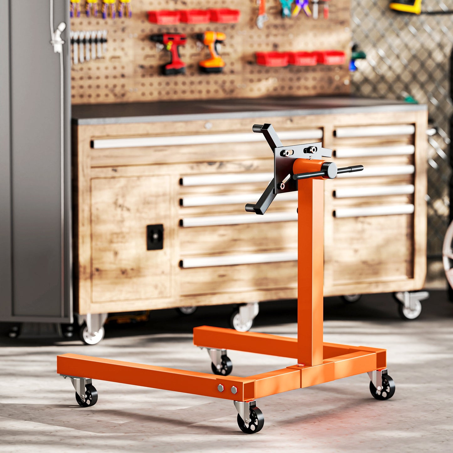 Engine Stand, 570 kg Rotating Engine Stand with 360 Degree Adjustable Head, 4 Mounting Arms, Heavy Duty Steel Support