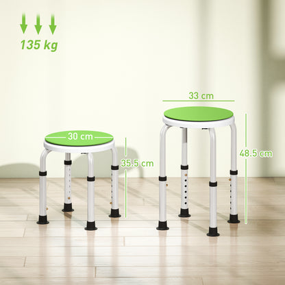 360° Swivel Shower Chair, Height Adjustable Aluminium Shower Stool with Non-Slip Feet for Disabled, Elderly, Green