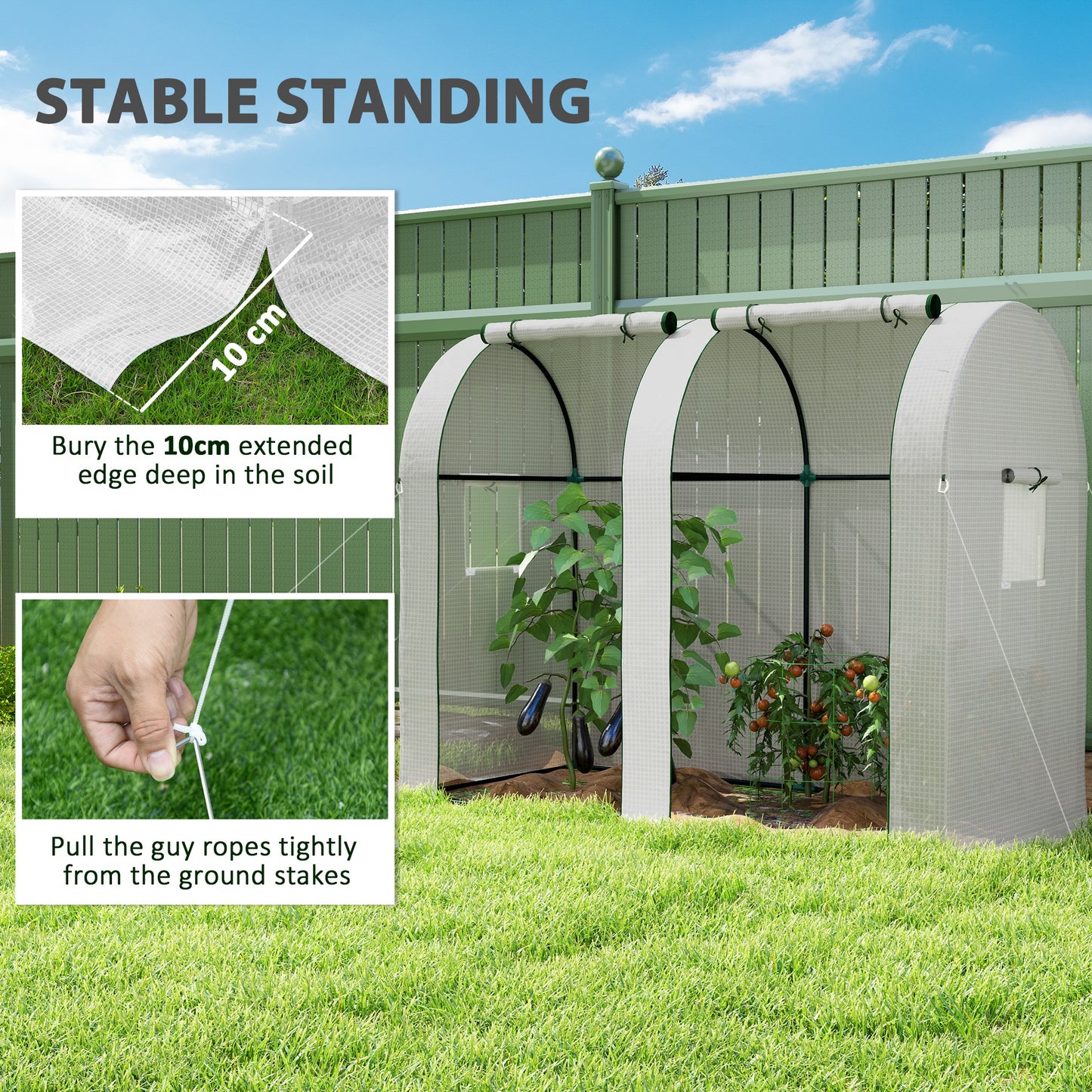 94 x 185cm Mini Two-Room Greenhouse - White