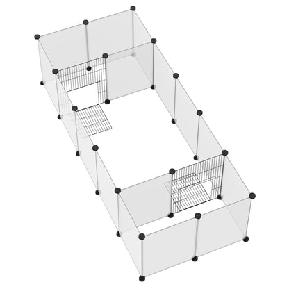 18-Panel Small Animal Cage, Pet Playpen, for Guinea Pigs, Hedgehogs - White