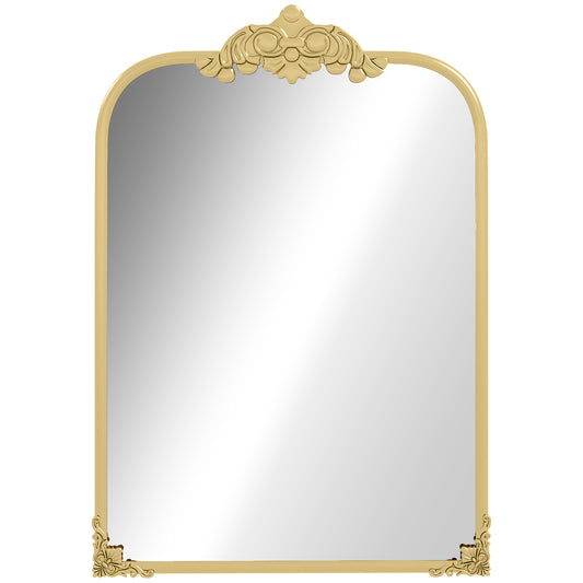 Wall Mirror, Decorative Baroque Mirror with Metal Frame, for Bedroom and Living Room, 60 x 87 cm, Gold Tone