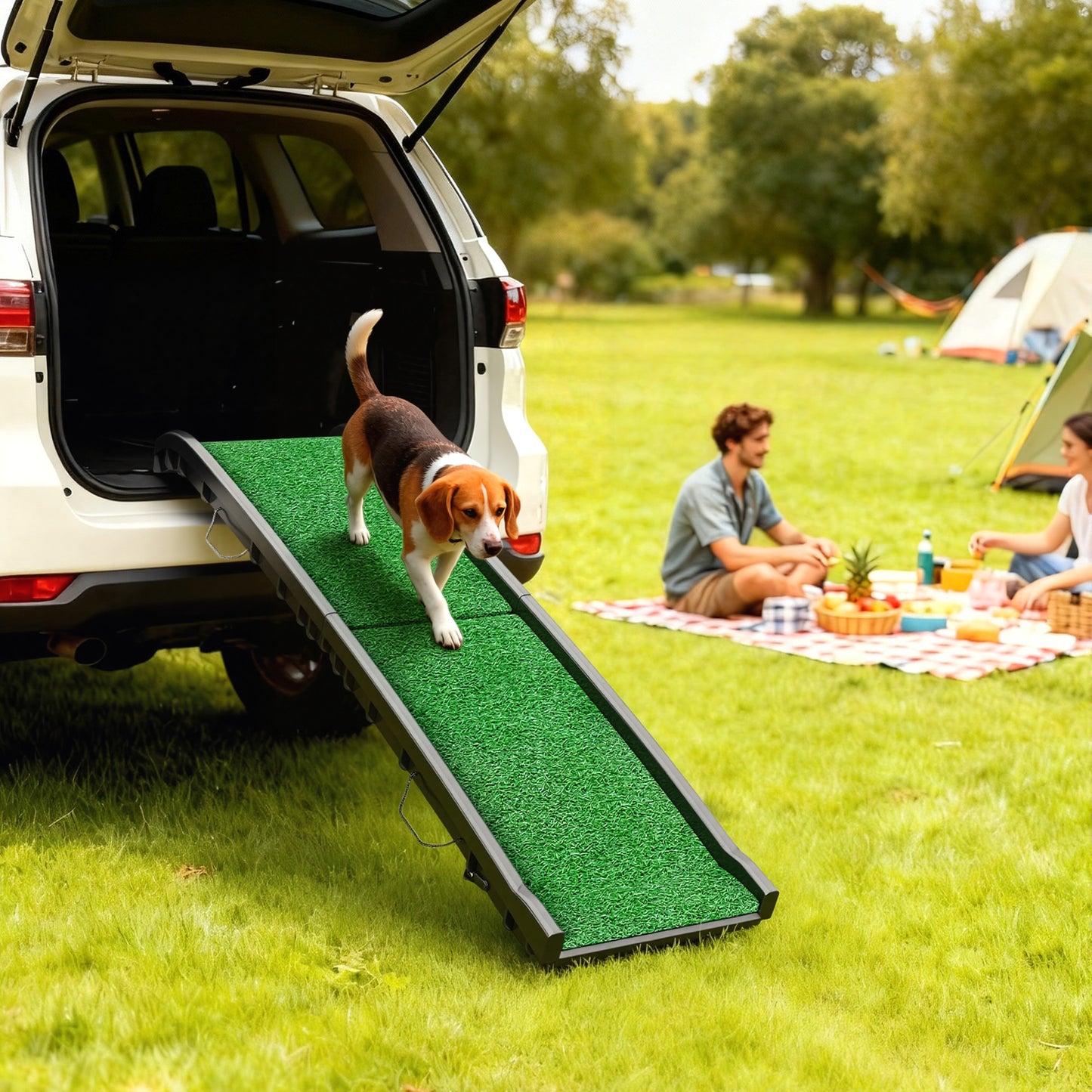 Foldable Dog Ramp with Artificial Anti-slip Surface, Portable & Lightweight, for Cars, Home, 155 x 38.5 x 15.5 cm