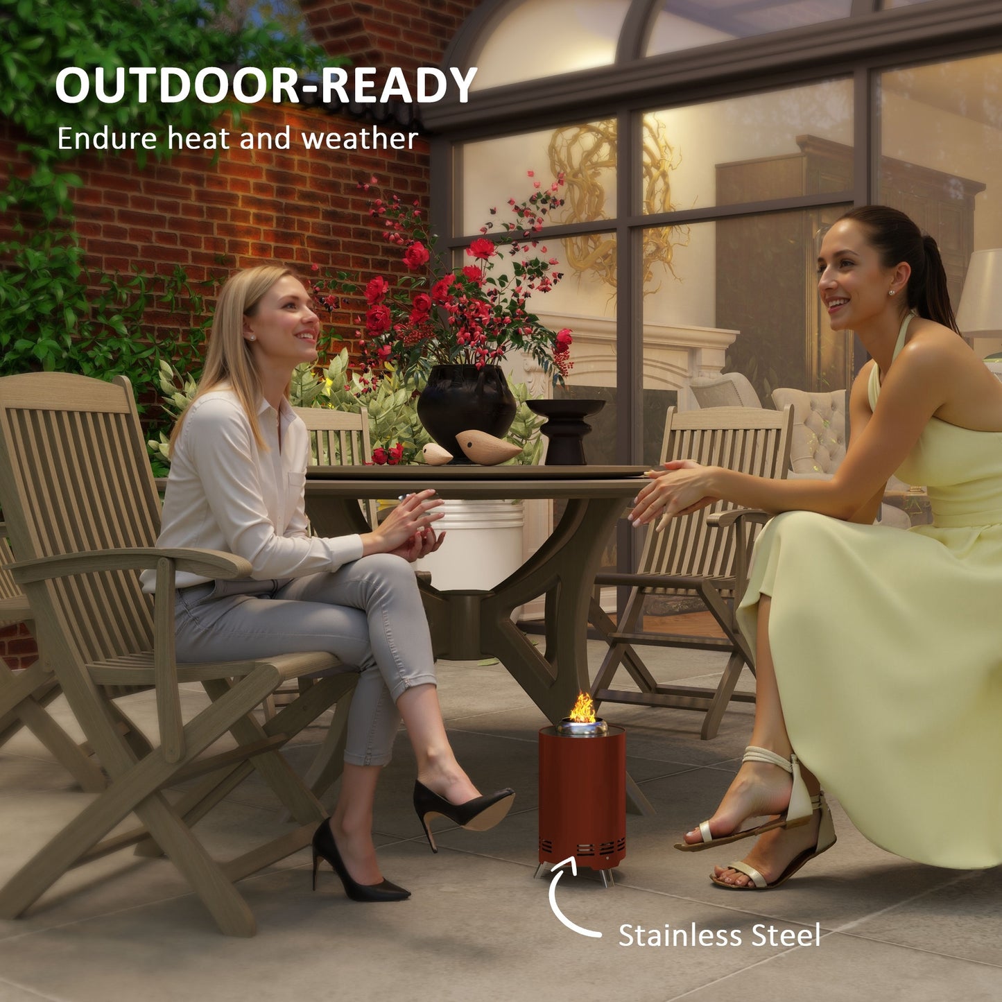 Smokeless Fire Pit, 16 x 16 cm Stainless Steel Portable Wood Burning Firepit with Poker