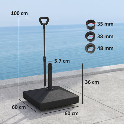 Garden Parasol Base with Adjustable Wheels and Handle, Garden Sun Umbrella Base Parasol Stand, Filled Up to 55kg with Stand