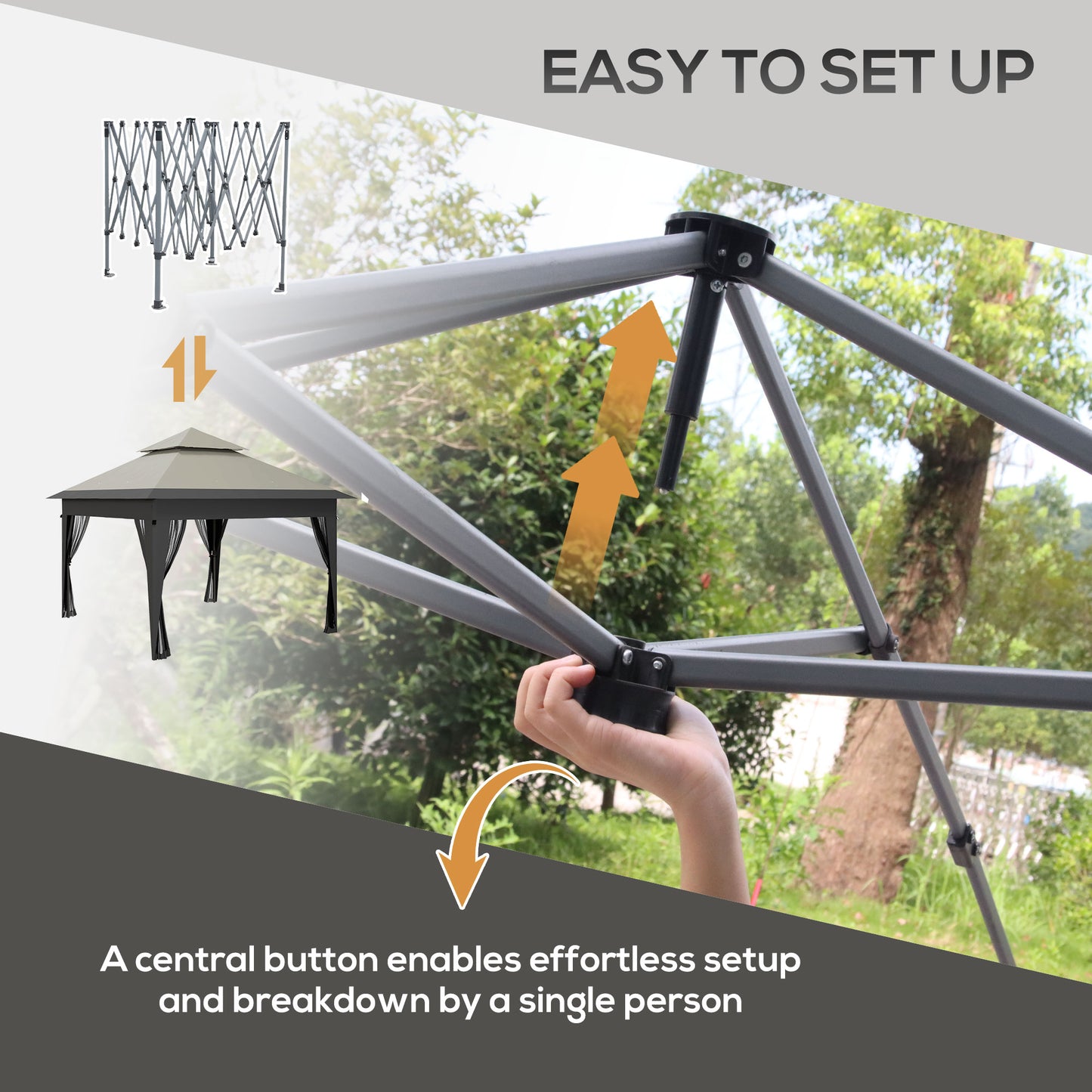3 x 3(m) Pop Up Gazebo with Mosquito Netting, Easy Setup Marquee Party Tent with 1-Button Push, Double Roof, Carry Bag