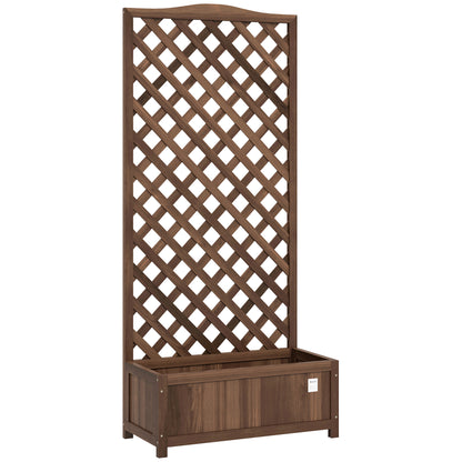 Wooden Planter with Trellis, Freestanding Raised Bed for Garden with Lattice, Outdoor Planter Box for Climbing Plants, Vines