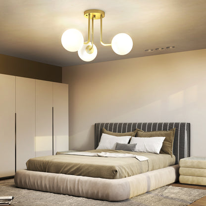 LED Ceiling Light with Globe Shades, Modern 3-Light Ceiling Light with G9 Sockets for Living Room, Bedroom, Dining Room