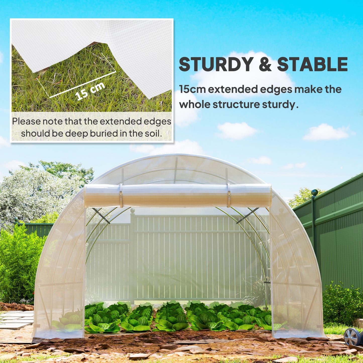 4 x 3 x 2m Polytunnel Greenhouse Replacement Cover ONLY Winter Garden Plant PE Cover for Tunnel Walk-in Greenhouse with Roll