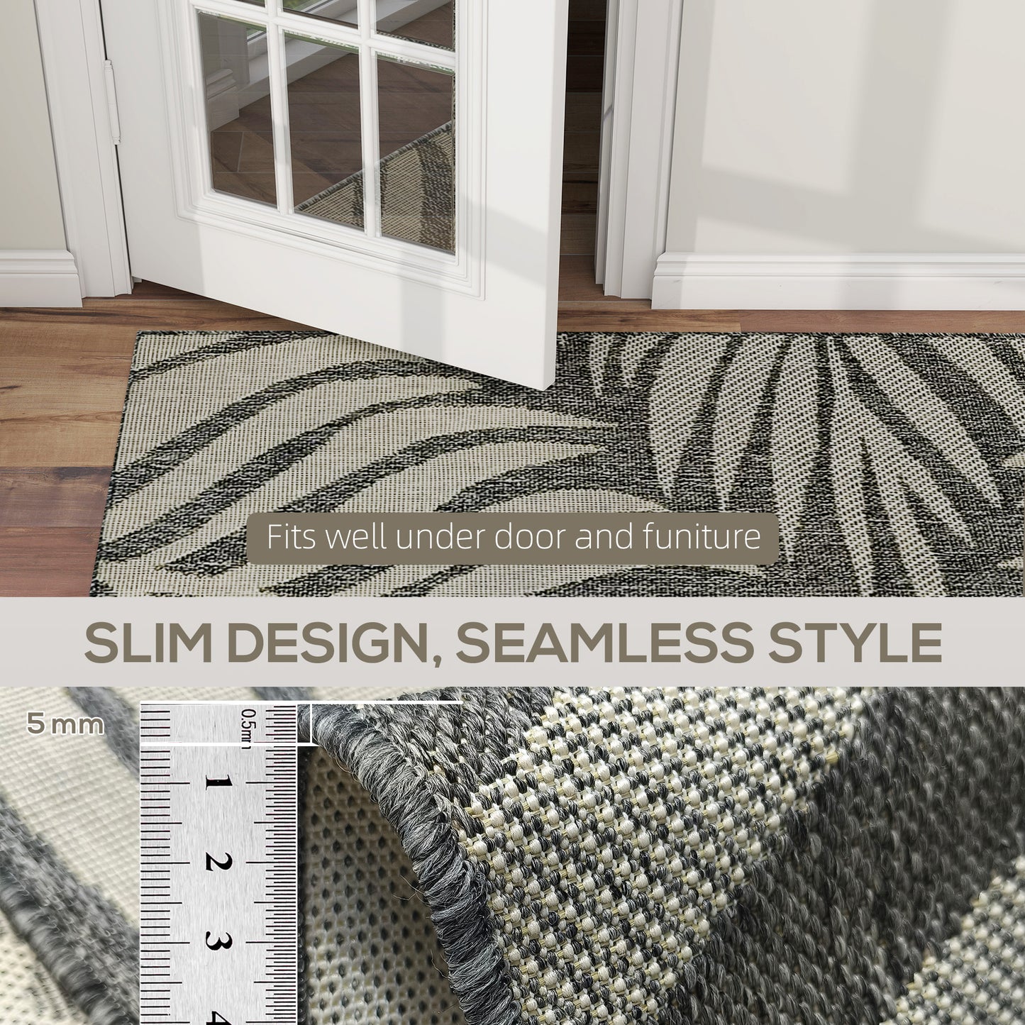 UV Resistant Indoor & Outdoor Area Rug, Easy-Cleaning Machine Washable Rug for Patio, Garden, Kitchen