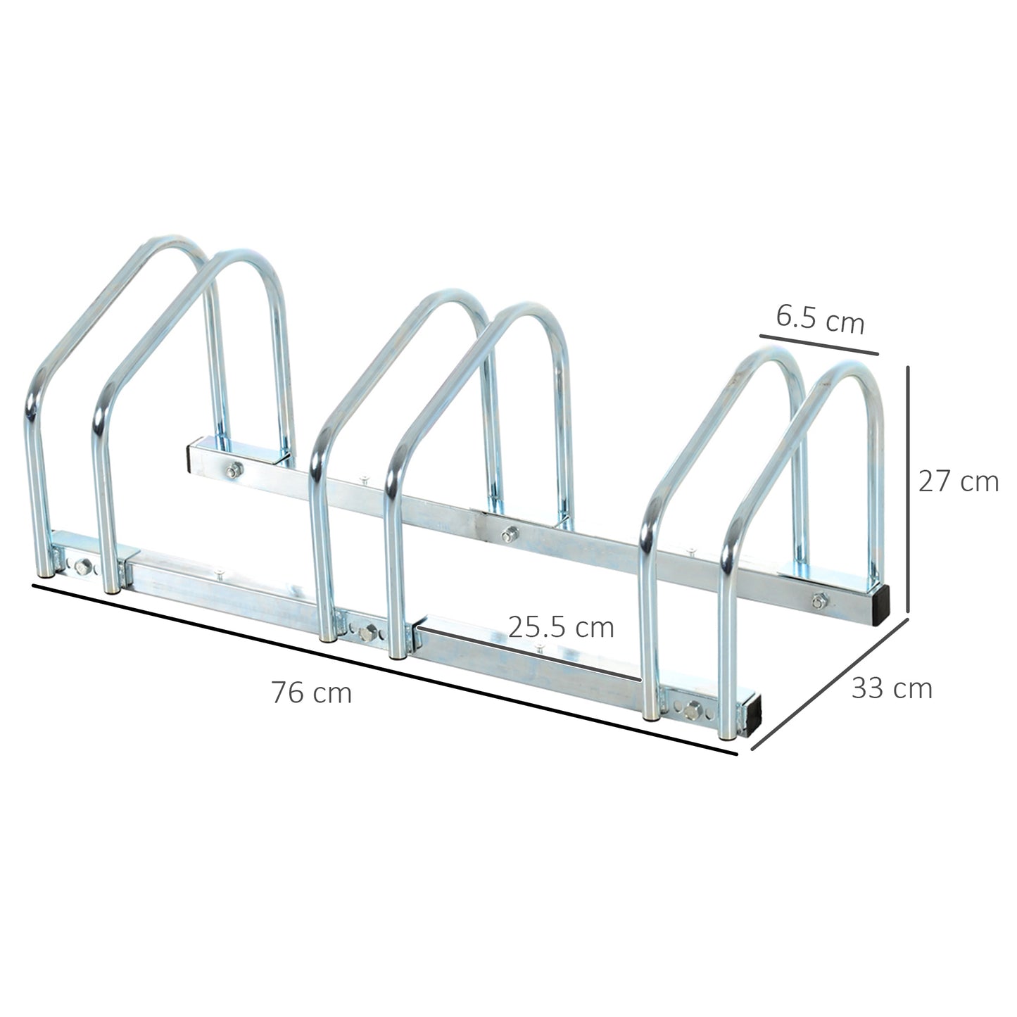 Bike Stand Parking Rack Floor or Wall Mount Bicycle Cycle Storage Locking Stand 76W x 33D x 27H (3 Racks, Silver)