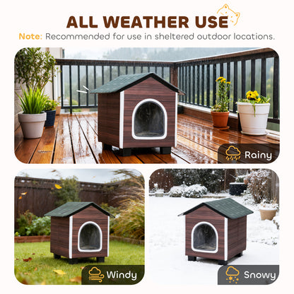Insulated Outdoor Cat House, Water-Resistant Feral Cat Shelter with Elevated Base and Cushion, Red-brown