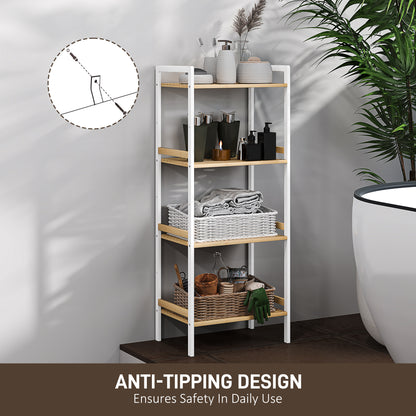 Four-Tier Bamboo Adjustable Shelf Storage Unit