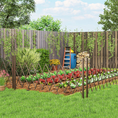 Expanding Trellis Fence, Freestanding Movable Fence, Foldable Garden Screen Panel, 250 x 103.5 cm, Dark Brown