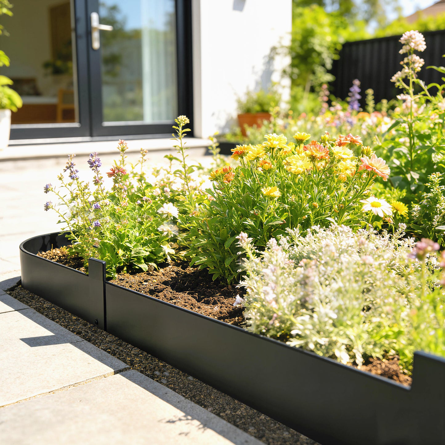 5pcs Garden Fence, Metal Picket Fence Panels, 102x15cm, Black