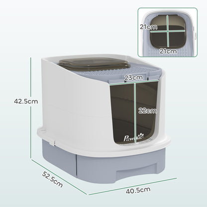 Cat Litter Box with Lid, Scoop, Deodorisation Bags, Top Entry