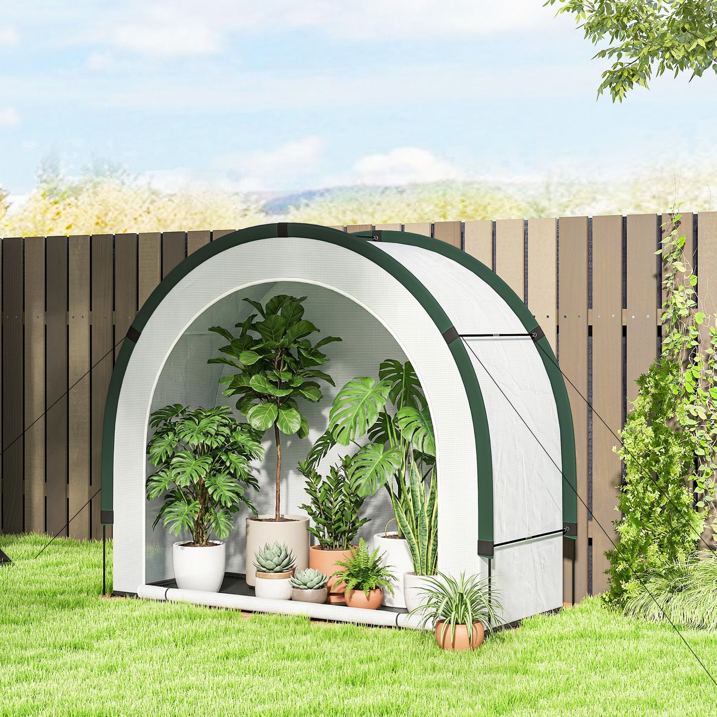 Foldable Small Greenhouse, Portable Green House Mini Greenhouse with Zipper Door, PE Base, 200 x 80 x 164 cm, Green