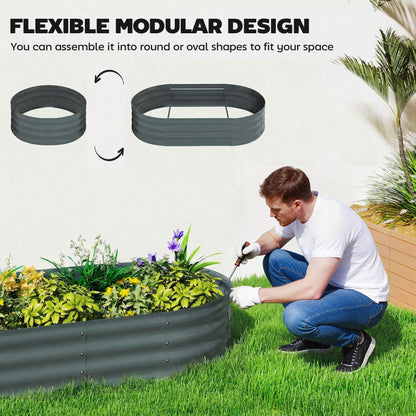 Galvanised Raised Garden Bed with Arched Trellis, 4 x 2 x 4.6ft Metal Raised Bed for Garden with Open Bottom, Dark Grey