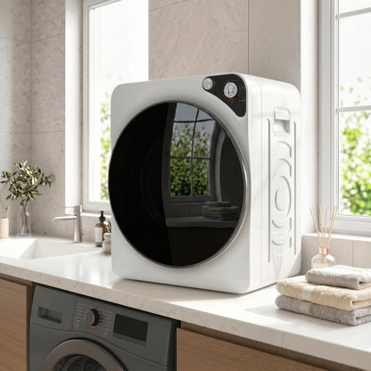 5kg Vented Tumble Dryer, 1000W Compact Tumble Dryer with 5 Drying Modes, Stainless Steel Tub, White