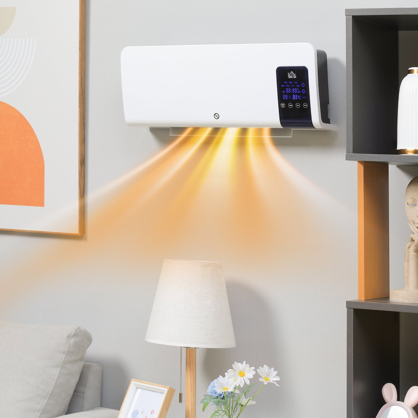2000W Wall-Mounted Heater, 18-45°C Temperature, White