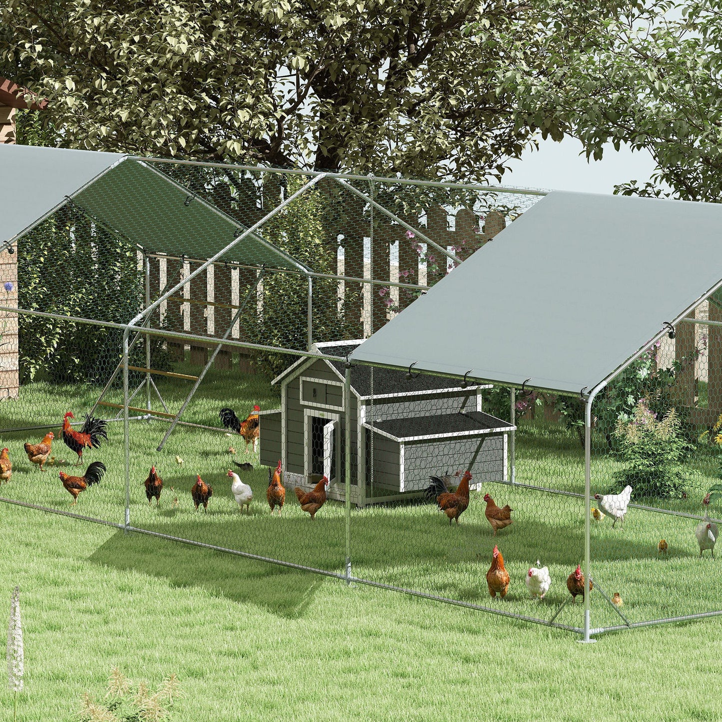 Chicken Coop, Wooden Outdoor Hen House with Nesting Box, Openable Waterproof Top, Pull-Out Tray, 150 x 100 x 97cm