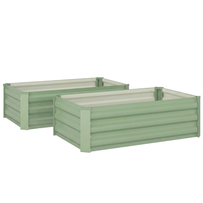 Set of Two 100 x 60cm Steel Planter Boxes - Light Green