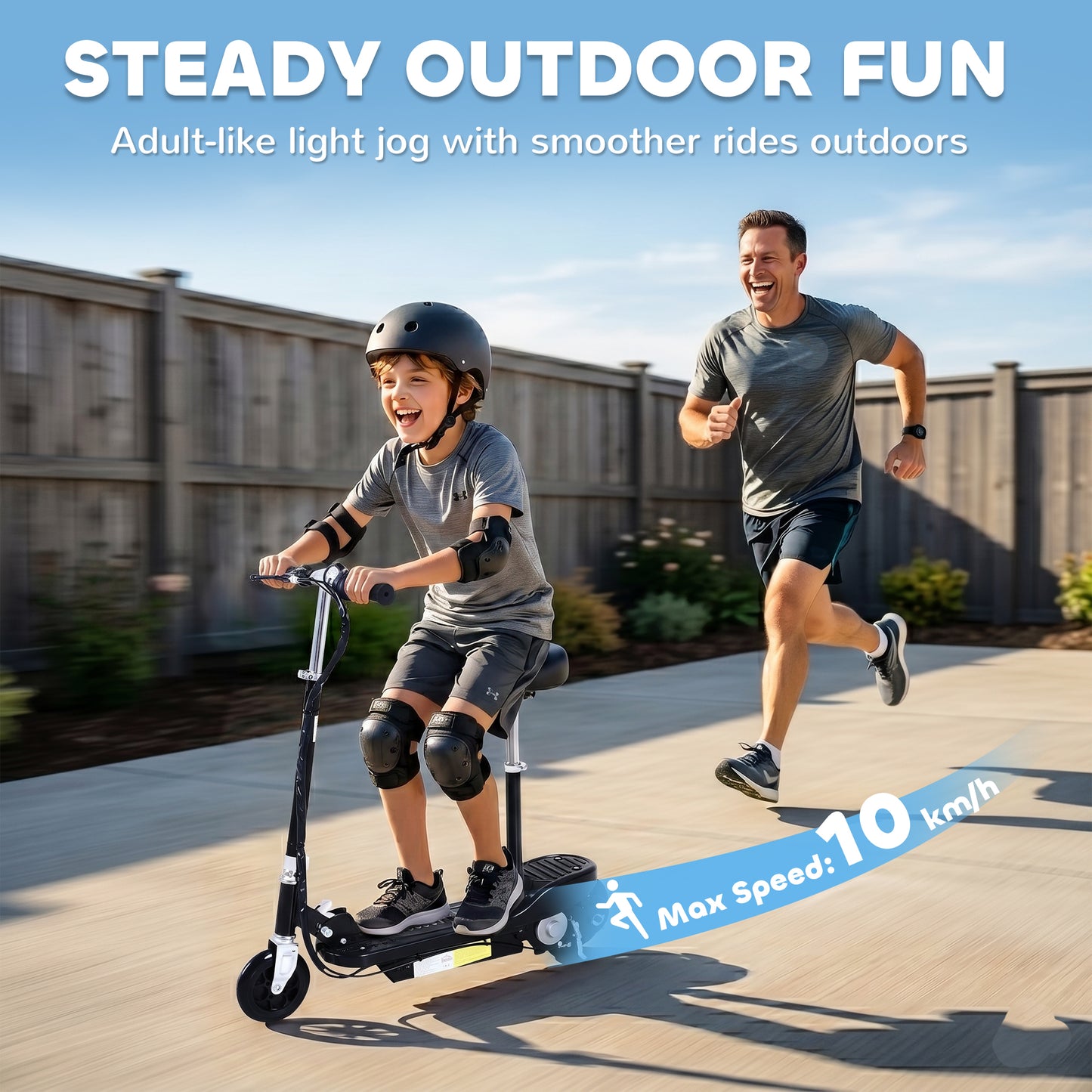 Powered Powered Scooter Ride-On, with Brakes, Adjustable Seat, Adjustable Handlebars, Black