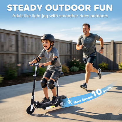 Powered Powered Scooter Ride-On, with Brakes, Adjustable Seat, Adjustable Handlebars, Black