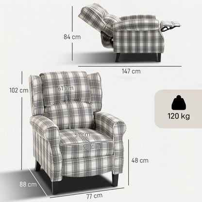 160° Reclining Armchair, with Footrest - Grey and White