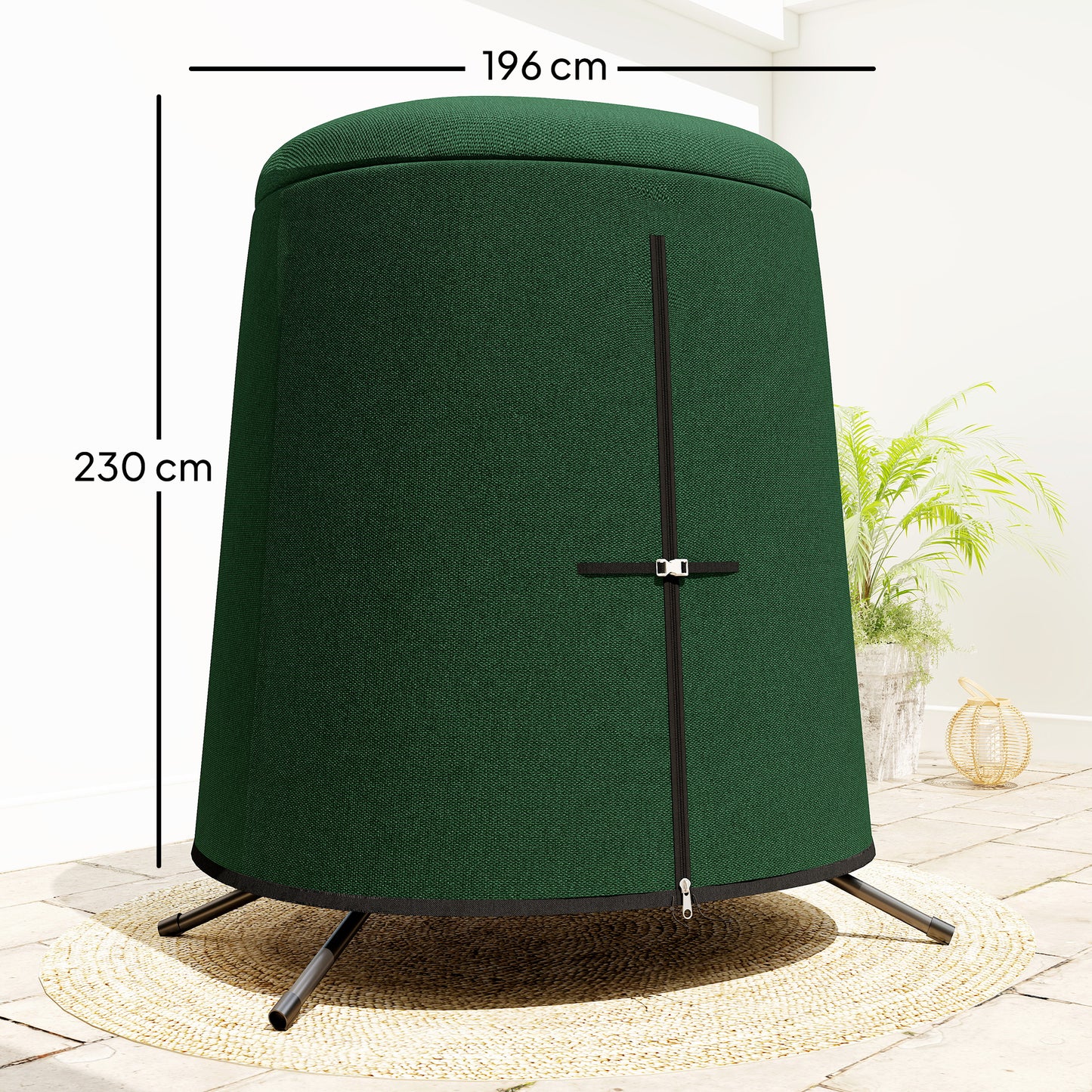196 x 230 cm Hanging Egg Chair Protective Cover - Green