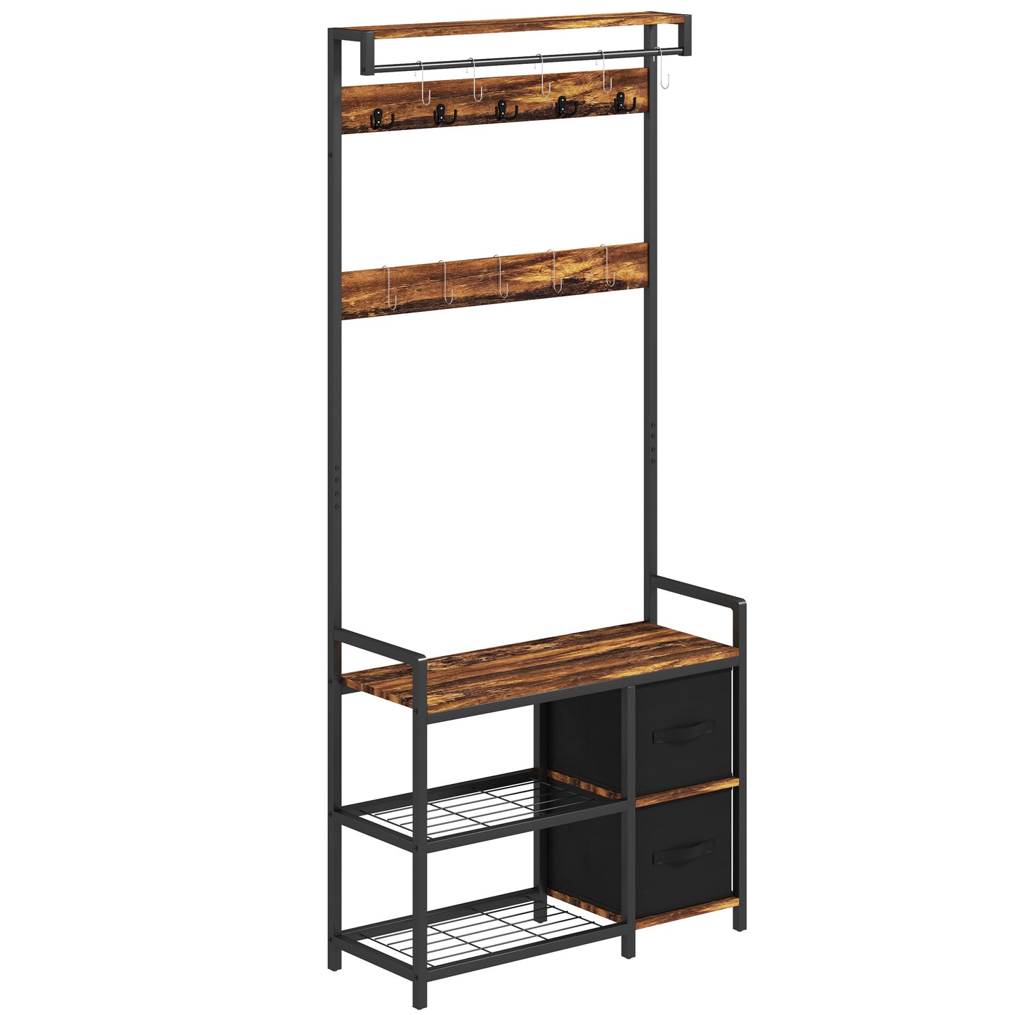 Industrial-Style Multi-Use Hallway Tree - Brown/Black