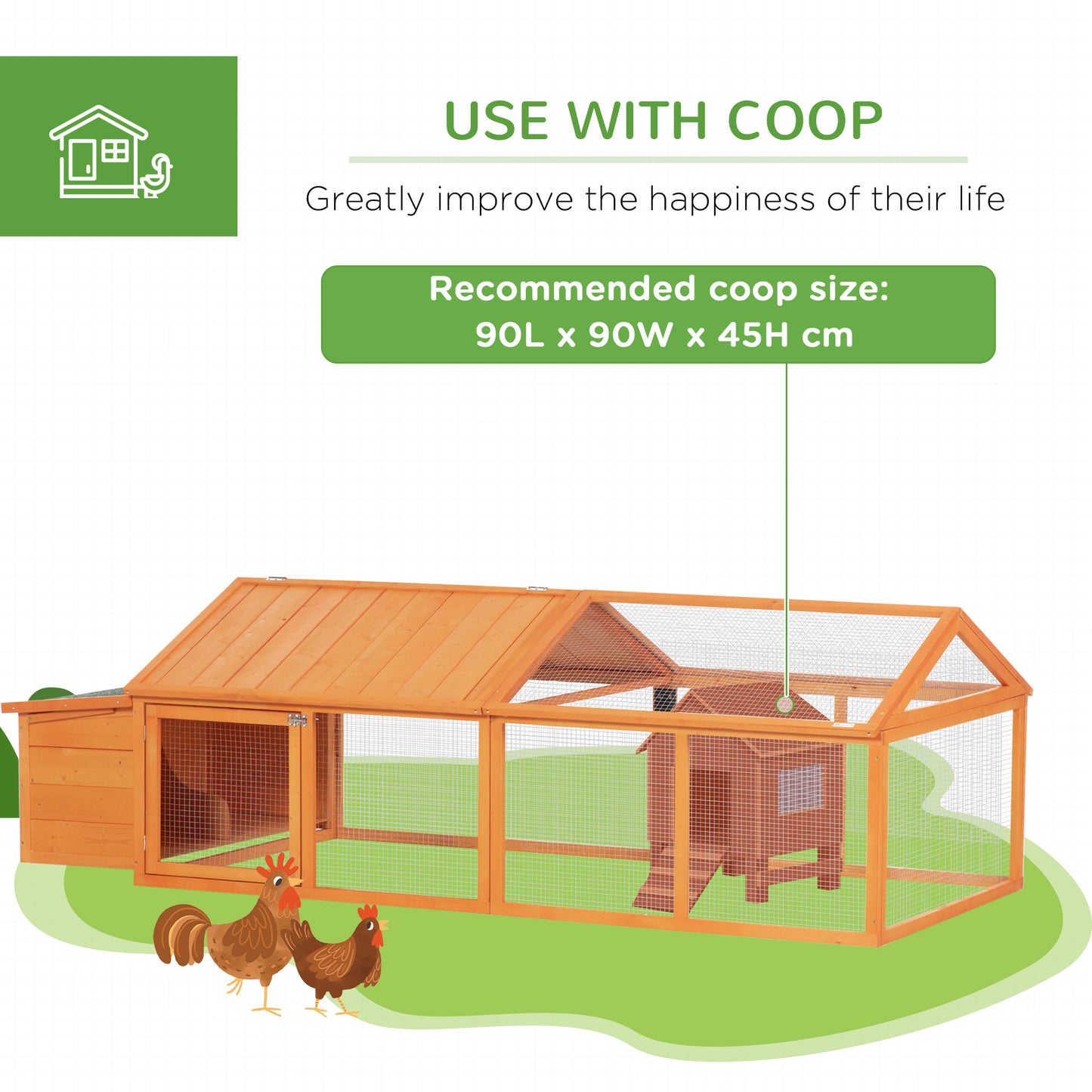 Wooden Chicken Coop with Nesting Box, Openable Roof, for 4-8 Chickens, Nature Wood