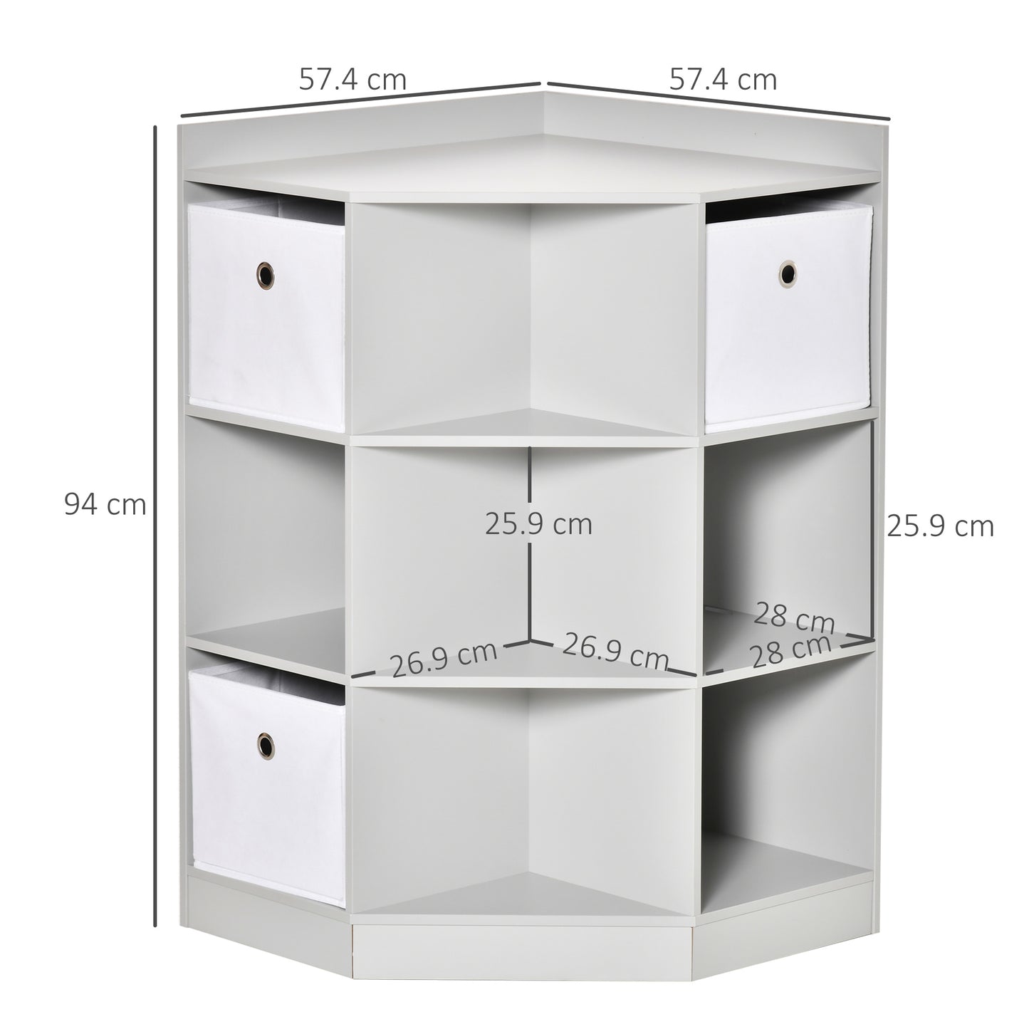 Kids Bookcase, 3 Tier Toy Organiser Storage Unit BookShelf with 3 Non-woven Fabric Drawers, Anti-tip Device, for Bedroom