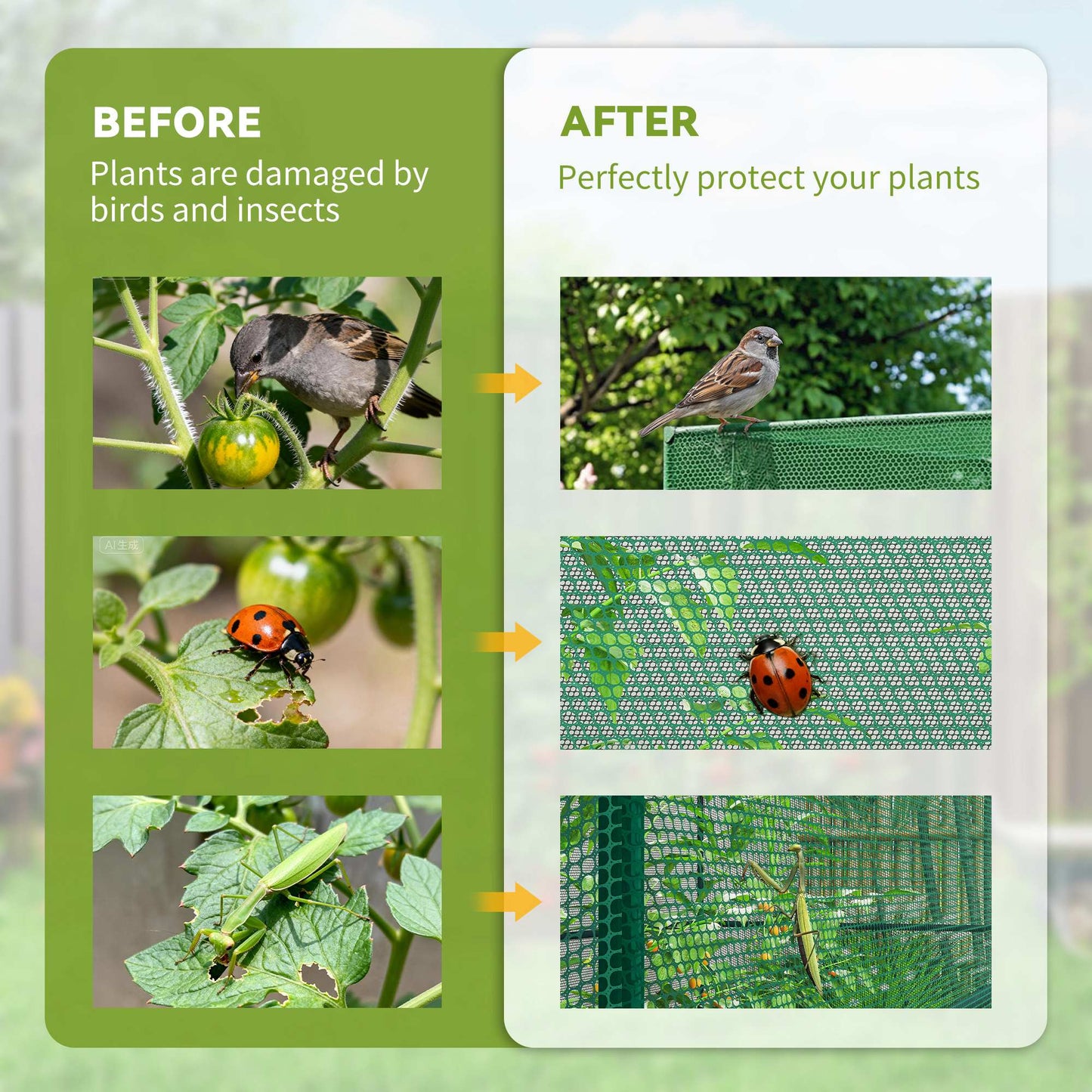 120 x 120cm Compact Plant Cage, with Netting - Green