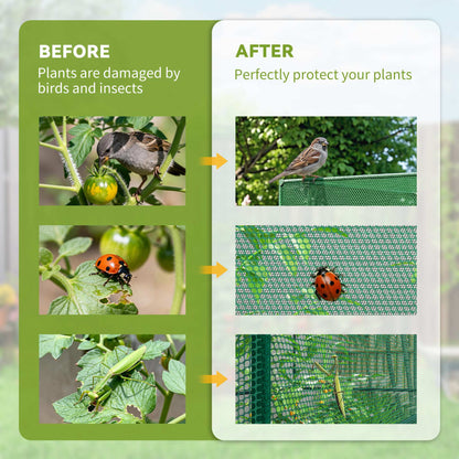 120 x 120cm Compact Plant Cage, with Netting - Green