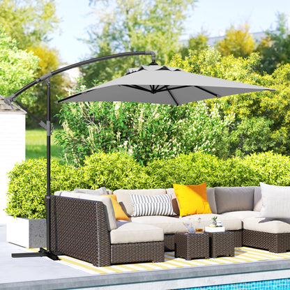 3(m) Cantilever Overhanging Parasol, with Cross Base - Light Grey