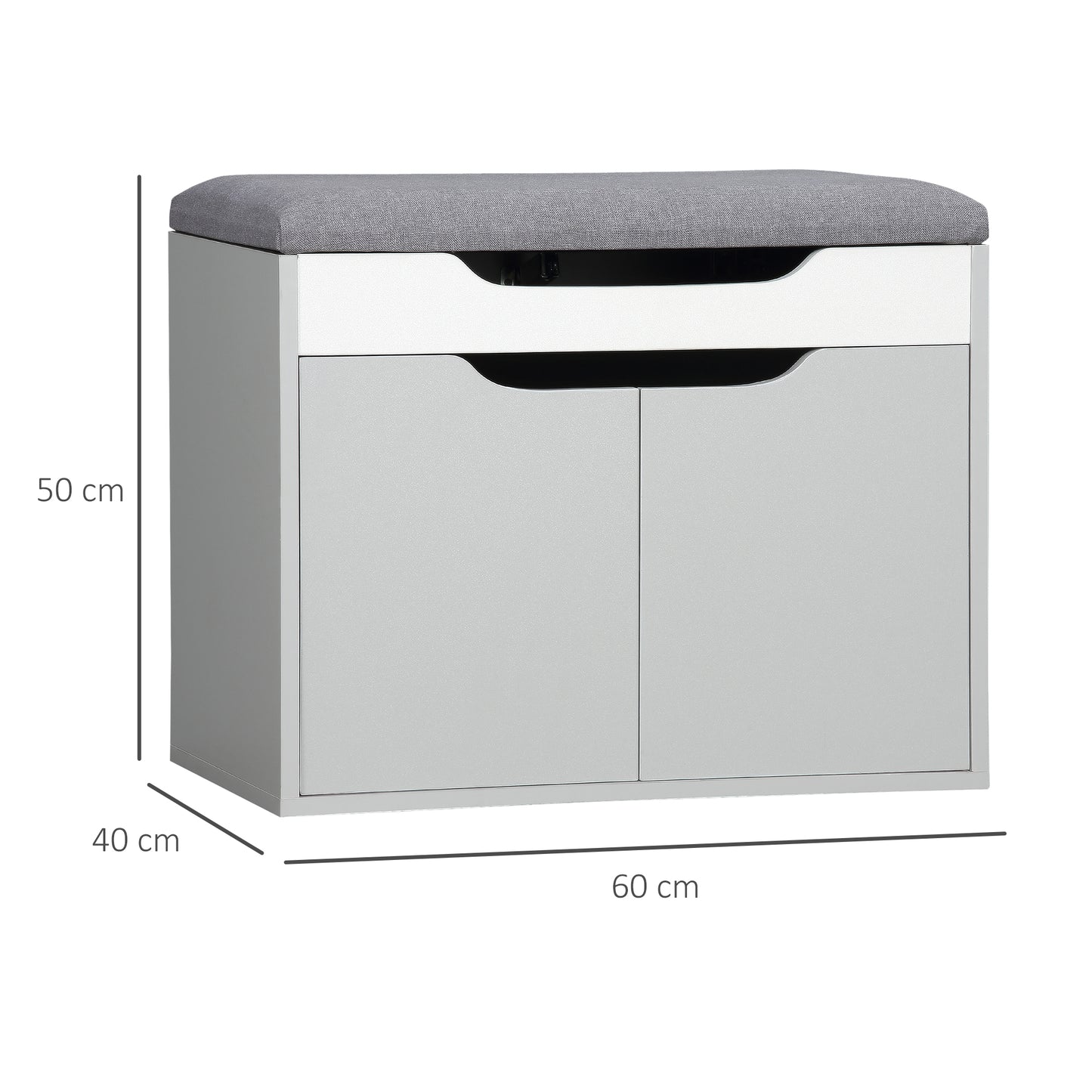 Shoe Bench with Cushion, Modern Storage Bench with Padded Seat, 2-tier Cabinet, Hidden Storage
