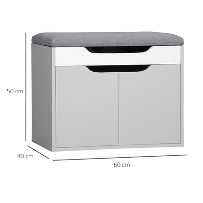 Shoe Bench with Cushion, Modern Storage Bench with Padded Seat, 2-tier Cabinet, Hidden Storage
