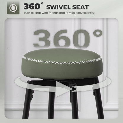 Set of Two Faux Leather Bar Stools - Green/Black