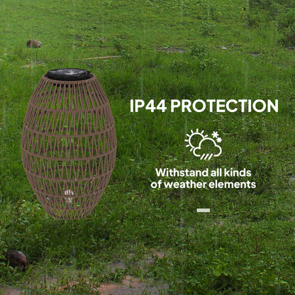 Rattan Solar Lamp, Garden Solar Lantern with Auto On/Off Light, IP44 Waterproof, Decorative Outdoor Rattan Lamp for Porch