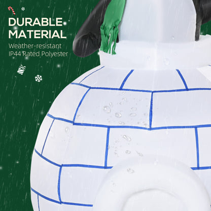 5ft Christmas Inflatable Two Penguins Wearing a Scarf with Ice House Blow Up Decor Home Indoors