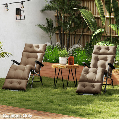 Set of Two 190 x 56cm Sun Lounger Cushions - Khaki