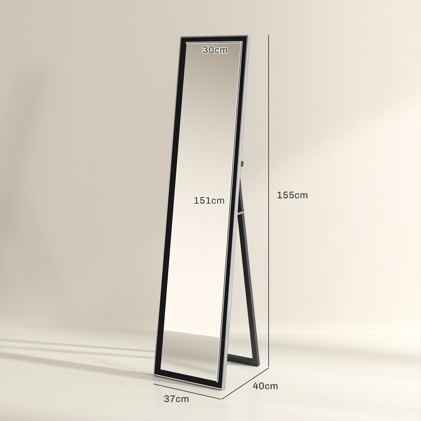 Glitter Frame Full-Length Mirror - Black