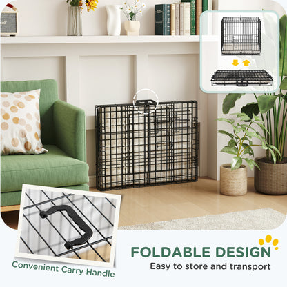 Foldable Dog Crate with Two Doors with Tray, Soft Cushion, for Extra Small Dogs, 60 x 45 x 50, Black