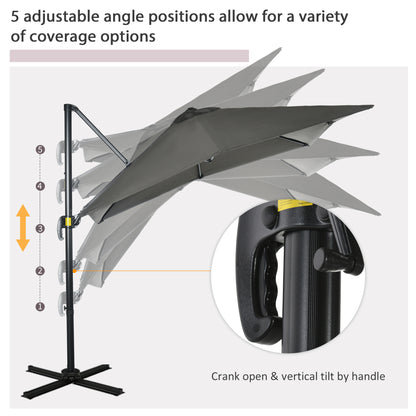 2.5 x 2.5m Patio Offset Parasol Umbrella Cantilever Hanging Aluminium Sun Shade Canopy Shelter 360° Rotation