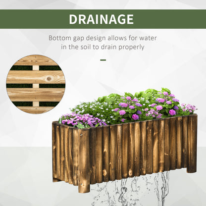 Wooden Raised Garden Bed, 100 x 38.5 x 40cm Elevated Planter Box, Outdoor Flower Bed with Drainage Gaps, Easy Assembly
