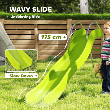 Freestanding Kids Slide with Climbing Ladder, Outdoor Playground Equipment for Ages 3-8 Years, Green
