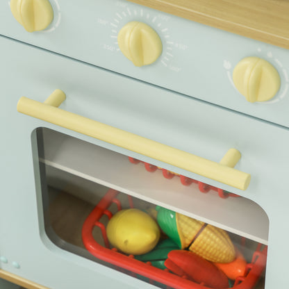 Pretend Play Kitchen, Kids Kitchen Playset with Light & Sound Stove, Turning Knobs, Cooking Accessories