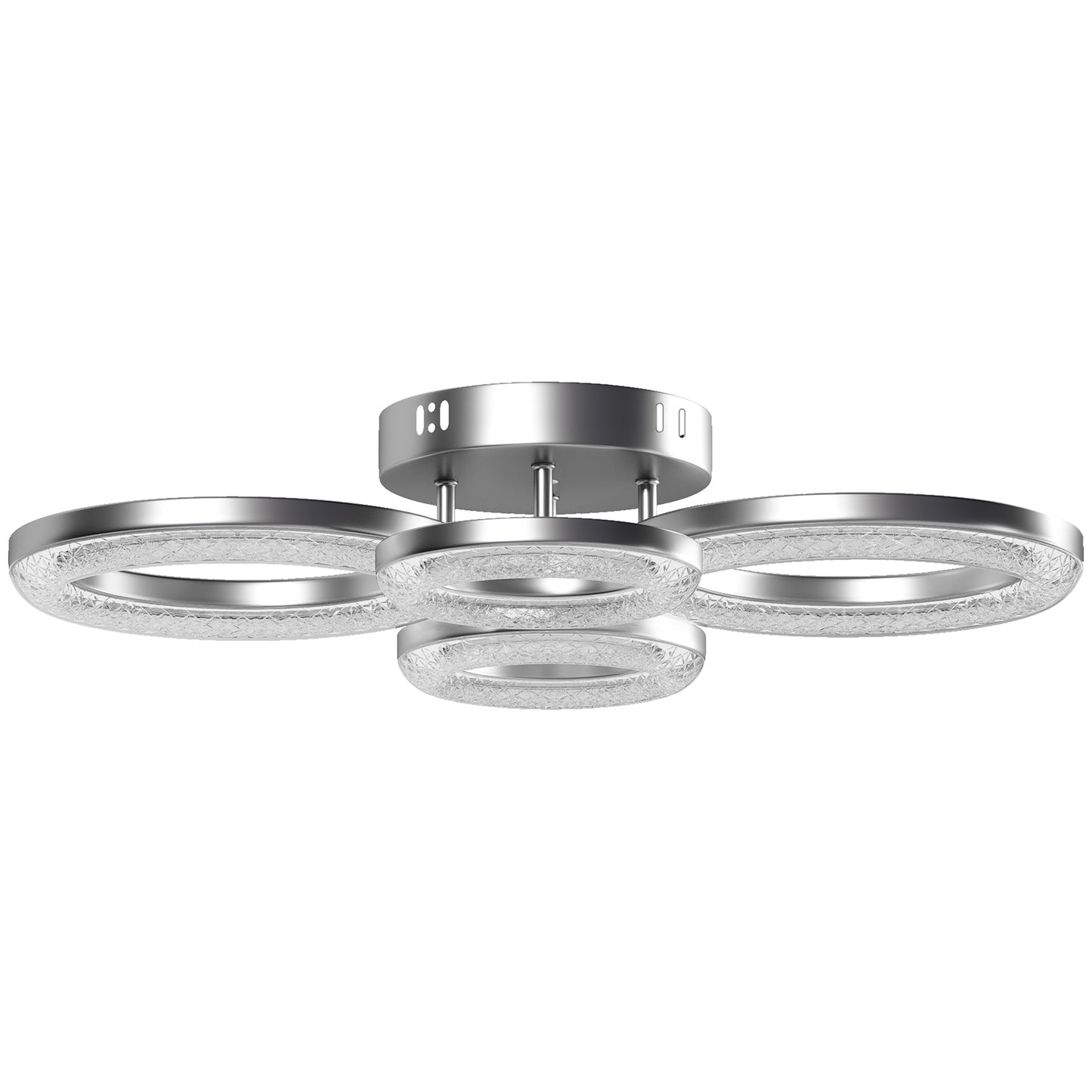 4-Ring LED Ceiling Light, Flush Mount Ceiling Light with 3 Colour Temperatures, Silver Tone