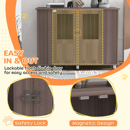 Dog Crate Table for Medium and Large Dogs with Magnetic Door for Indoor Use, 114 x 60 x 82 cm, Purple